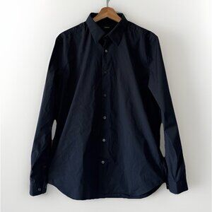 Theory Men Long Sleeve Button Down Shirt Blue Size Large Quiet Luxury Career
